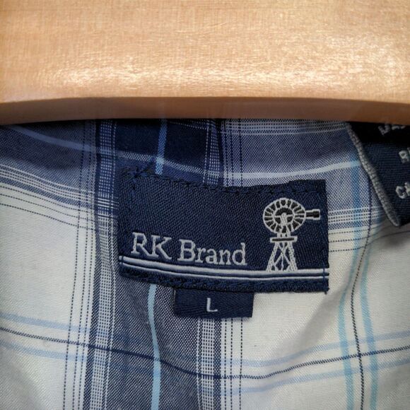 RK Brand Men's Western Snap Shirt Multi Large Short Sleeve Plaid Pockets - Picture 8 of 12